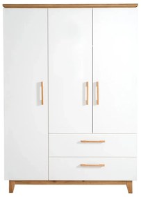 Fehér gyerek ruhásszekrény tölgyfa dekorral 135x200 cm Finn – Roba