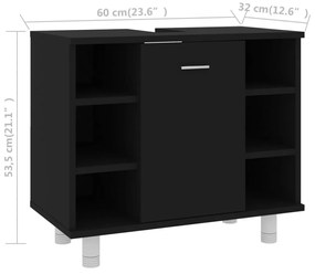 fekete szerelt fa fürdőszobaszekrény 60 x 32 x 53,5 cm