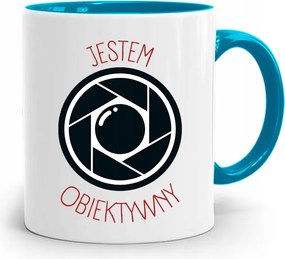 Kék Fotós Bögre Objektív Ajándék Vagyok fényképes nyomtatással