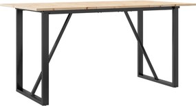 vidaXL tömör fenyőfa és acél étkezőasztal O-vázzal 160x80x75 cm