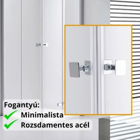 Stuxi Verona Duo 80x80 cm szögletes két csuklóajtós zuhanykabin, 6 mm vízlepergető üveggel, króm