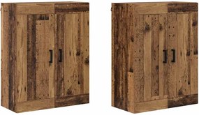 vidaXL Fali szekrény 2 pcs Öreg fa 69,5 x 34 x 90 cm Faanyag