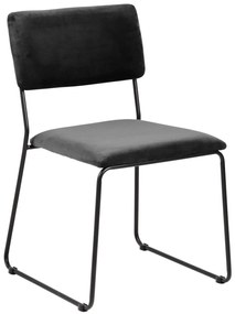 Cornelia design szék, sötétszürke bársony, fekete fém láb