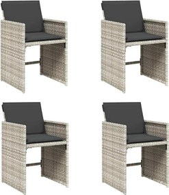 vidaXL 4 db világosszürke polyrattan kerti szék párnával