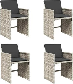 vidaXL 4 db világosszürke polyrattan kerti szék párnával