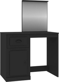 vidaXL fekete szerelt fa pipereasztal tükörrel 90 x 50 x 132,5 cm