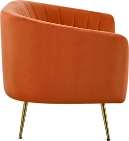 Design kétszemélyes kanapé, terrakotta Velvet szövet/gold króm-arany, BAGY