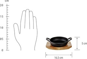 HOT IRON mini öntöttvas serpenyő fa alátéttel, 12 cm