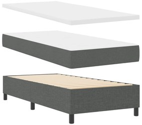 Boxspring Ágy Mattal - Sötétszürke, 90x190 cm, Szövet