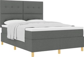 vidaXL Boxrugós ágy matracmal Sötétszürke 140 x 190 cm szövet