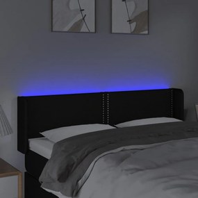 fekete szövet LED-es fejtámla 147 x 16 x 78/88 cm