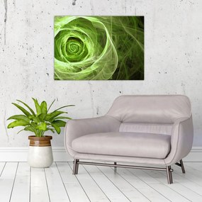 Üveg kép - Absztrakt rózsa zöld (70x50 cm)