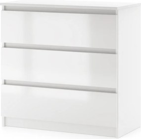 SIMPLE Komoda 80 3S biały/biały połysk