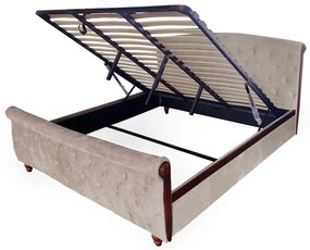 Franciaágy 180x200 cm Bretto (szürkésbarna taupe bársonyszövet). 1119489