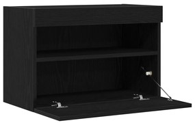 TV Fali Szekrény LED Fénnyel Fekete Tölgy 60x30x40 cm
