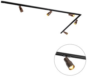 Modern Track Lighting System with 5 Spotlights Dark Bronze 1-Phase - Iconic Kohua