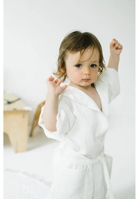 Nature fehér len gyerek fürdőköpeny, méret: 122 - 128 - Linen Tales