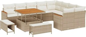 vidaXL Kerti Kanapé Szett 12 pcs Bézs polirattan