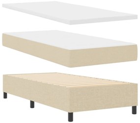 Rugós ágy matraccal és LED világítással, krém, 90 x 200 cm, szövet