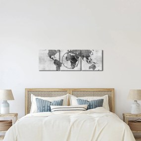 Kép – Világtérkép 2 (órával) (90x30 cm)