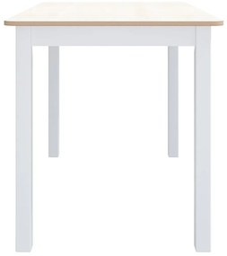 Fehér és barna tömör gumifa étkezőasztal 114 x 71 x 75 cm