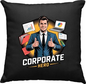 Corporate hero mem tréfa párna 2 fekete