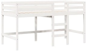 fehér tömör fenyőfa magasított ágy tetővel 80 x 200 cm