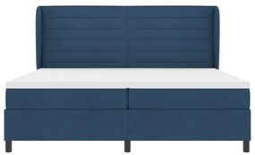 Boxspring Ágy Mattal Kék 200x200 cm Textil