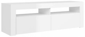 magasfényű fehér TV-szekrény LED lámpákkal 120 x 35 x 40 cm