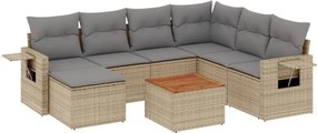 vidaXL 8 részes bézs polyrattan kerti ülőgarnitúra párnával
