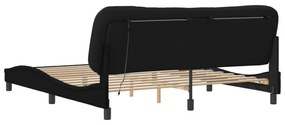 fekete szövet ágykeret LED-es matrac nélkül 180 x 200 cm