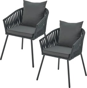 Juskys Fém fotel 2 db - antracit