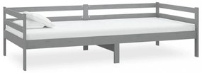 szürke tömör fenyőfa dívány matraccal 90 x 200 cm