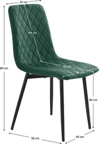 Étkezőszék, smaragd Velvet szövet/fém, DAMIA TYP 2