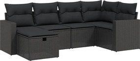 vidaXL 6 részes fekete polyrattan kerti ülőgarnitúra párnákkal