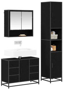 Fürdőszoba bútor szett 3 pcs Musta tammi 35 x 37.5 x 188.5 cm