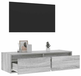 TV szekrény LED világítással szürke sonoma 100X35,5x25 cm