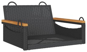 fekete polyrattan hintapad 63 x 62 x 40 cm
