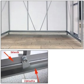 Gardebruk M4 polikarbonát kerti üvegház alappal, 250x190x195cm, átlátszó