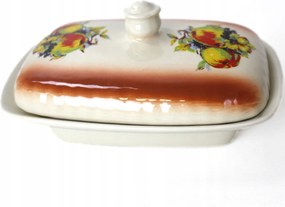 Gyümölcs motívummal díszített 250g-os kerámia vajtartó