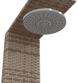 szürke polyrattan és akácfa kültéri zuhanyzó 100x100x241,5 cm