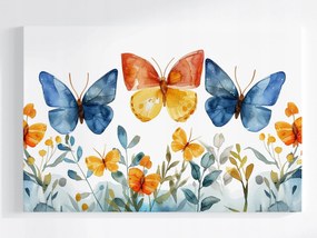 Poszter Akvarell Színes Pillangók Virágok 120x80