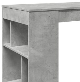 betonszürke szerelt fa tárolórekeszes bárasztal 102x50x103,5 cm