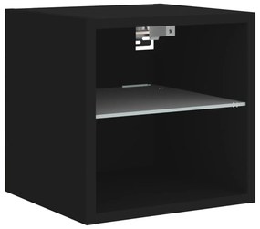 fekete fali TV-szekrény LED-világítással 30 x 28,5 x 30 cm