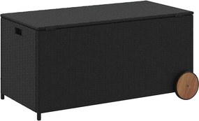 vidaXL fekete polyrattan kerti tárolóláda kerekekkel 190 L