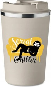 Prémium Termo Bögre bézs ajándék Chill lajhár lusta vicces KT_434_b