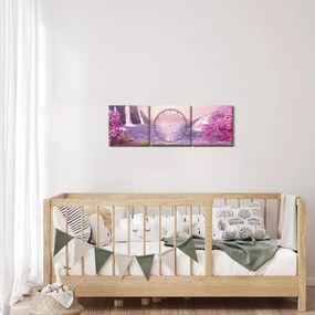Rózsaszín fák képe fóval (órával) (90x30 cm)