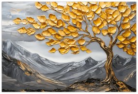 Kép – Fa arany levelekkel (90x60 cm)