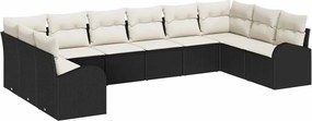vidaXL Kanapé Szett párnával 10 pcs Fekete Polyrattan