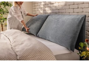 Kék kárpitozott ágyneműtartós franciaágy ágyráccsal 180x200 cm Thessa Pillow – Bonami Selection